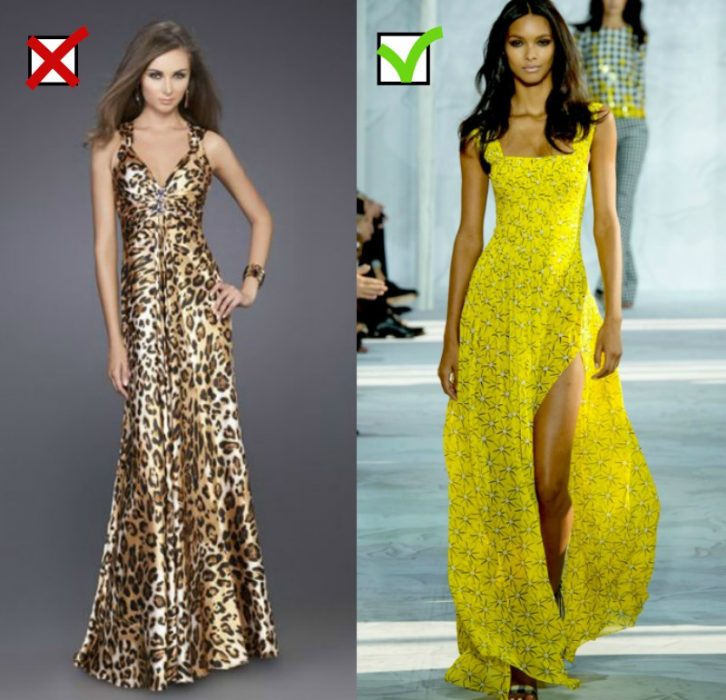 mujer de vestido de leopardo y mujer con vestido amarillo largo